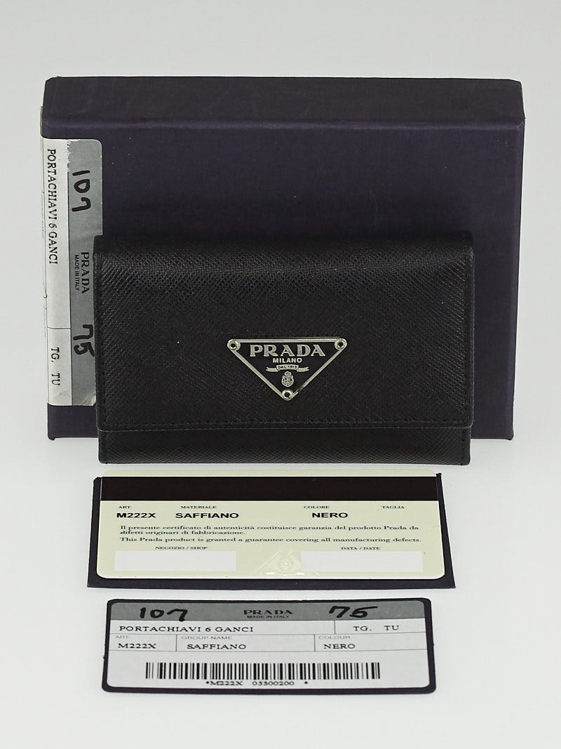Prada Black Saffiano Leather Six Key Holder M222X | Yoogi's Closet