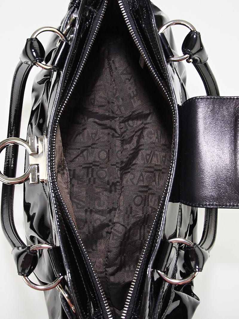 Salvatore Ferragamo Black Patent Leather Marisa Shoulder Bag Salvatore Ferragamo Black Patent Leather Marisa Shoulder Bag