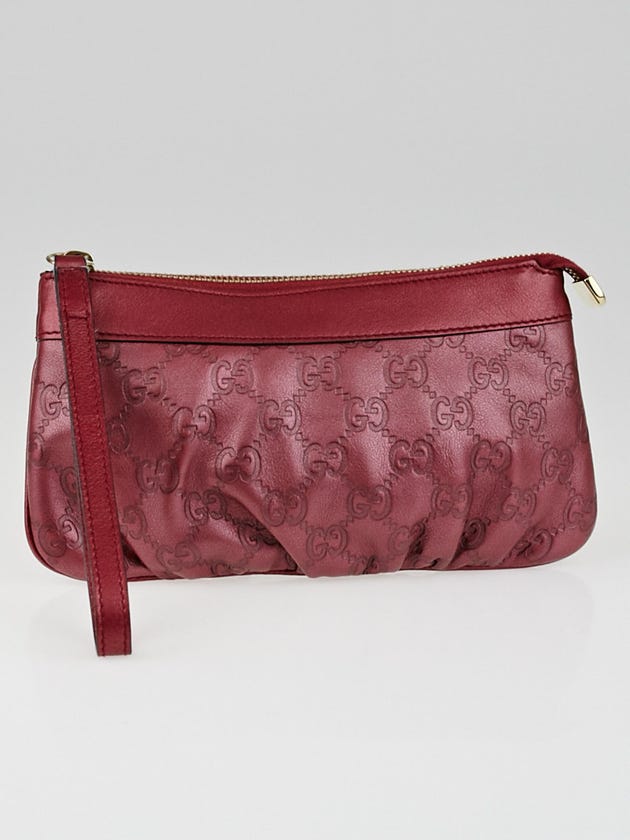 Gucci Pink Guccissima Leather GG Wristlet Pochette Bag