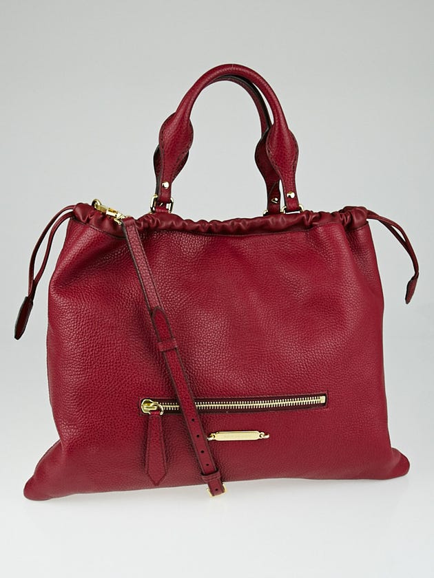 Burberry Crimson Grainy Bridle Leather Big Crush Tote Bag