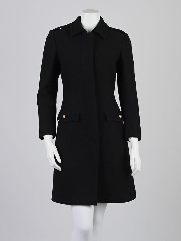 Prada Black Wool Blend Long Coat Size 4/38