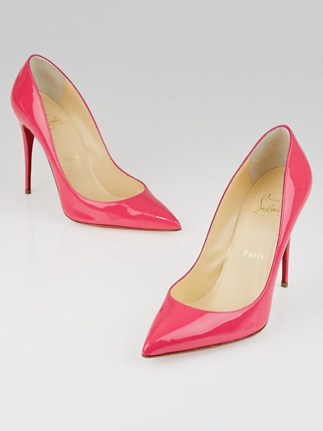 Christian Louboutin Pinky Patent Leather Pigalle Follies 100 Pumps Size 7.5/38