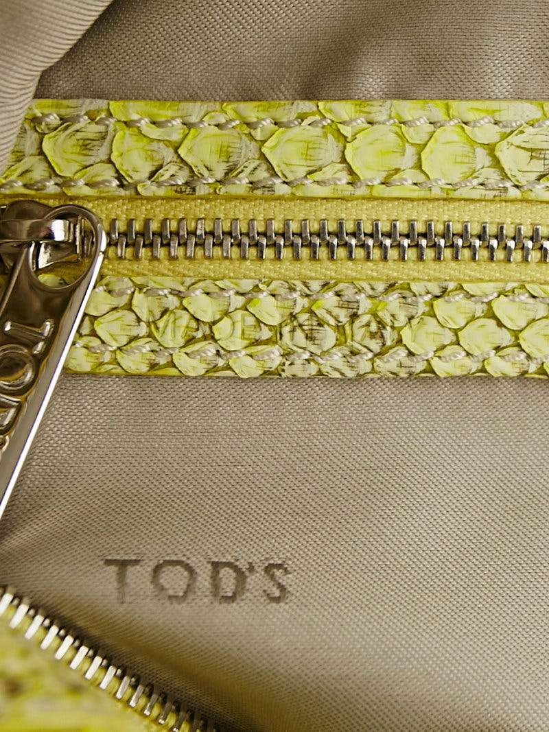 Tod's Pale Yellow Python D-Styling Piccolo Bauletto Bag