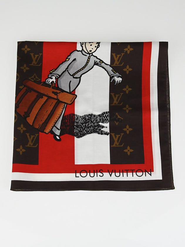 Louis Vuitton Limited Edition Rouge Cotton Groom Square Scarf 