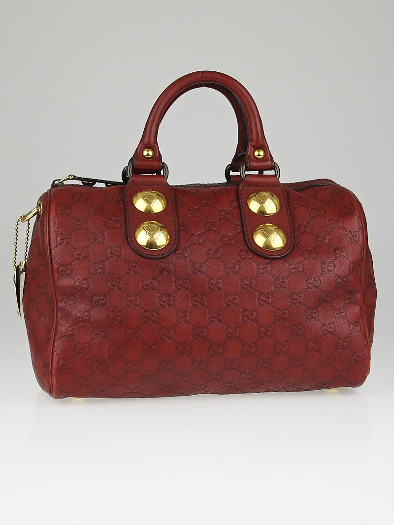 Gucci Red Guccissima Leather Babouska Boston Bag - Yoogi's Closet