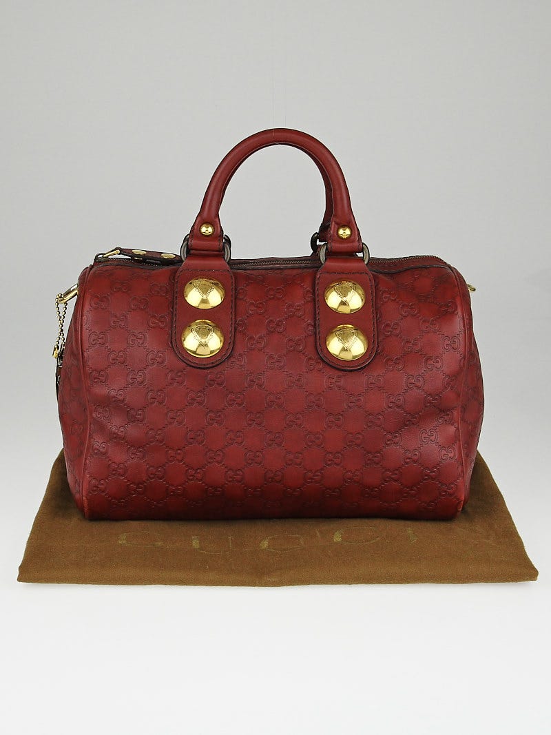 Gucci Red Guccissima Leather Babouska Boston Bag - Yoogi's Closet