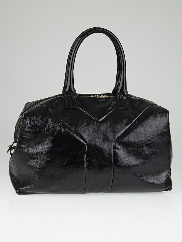 Yves Saint Laurent Black Patent Leather Easy Y Zip Tote Bag