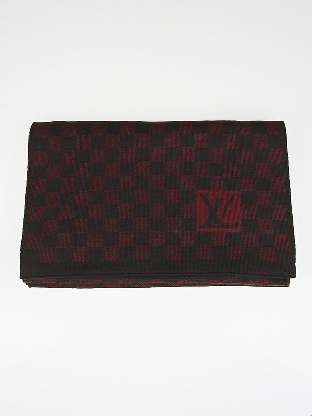 Louis Vuitton Red Petit Damier Wool Scarf