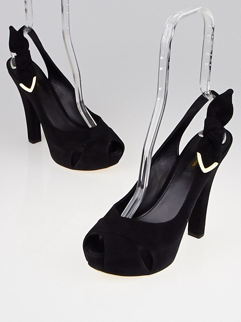 Louis Vuitton Black Suede Slingback Tonka Sandals Size 9.5/40