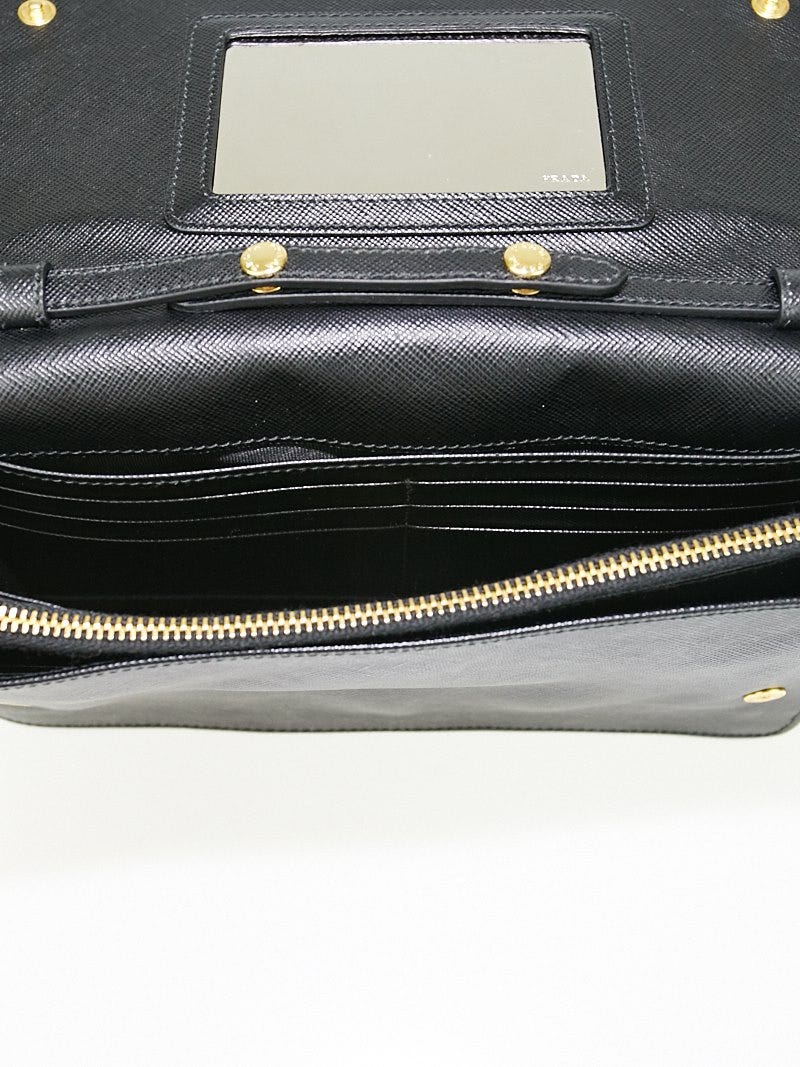 Prada ハンドバッグ 1M1361 SAFFIANO METEL Prada Orchidea Saffiano Leather Wallet with Strap Clutch Bag