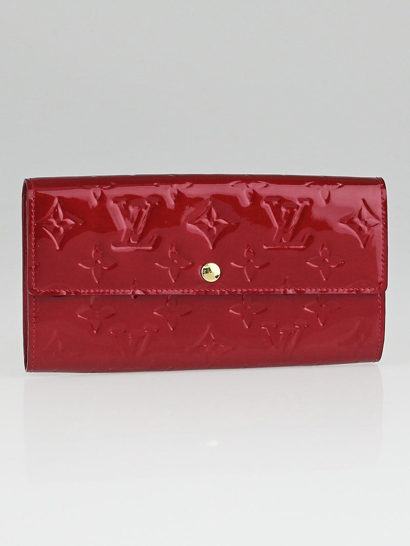 LOUIS VUITTON Sarah Monogram Vernis Leather Wallet Red