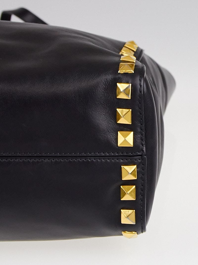 Miu Miu Black Soft Calf Leather Studded Tote Bag RR1906 | Yoogi