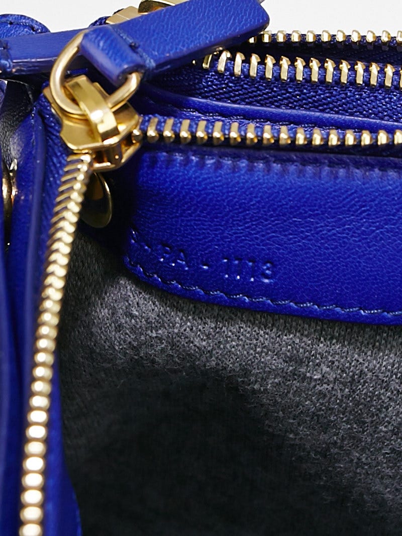 Celine Blue Leather Small Trio Crossbody Bag - Yoogi's Closet