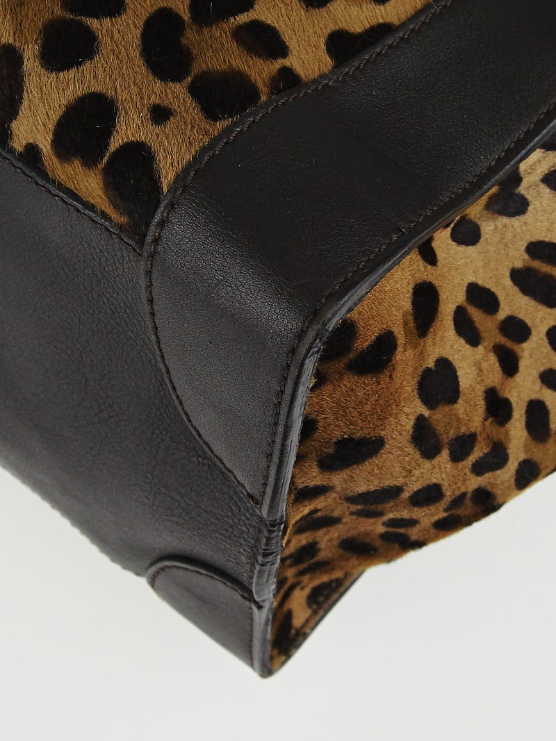 Celine Leopard Print Pony Hair Envelope Luggage Tote Bag