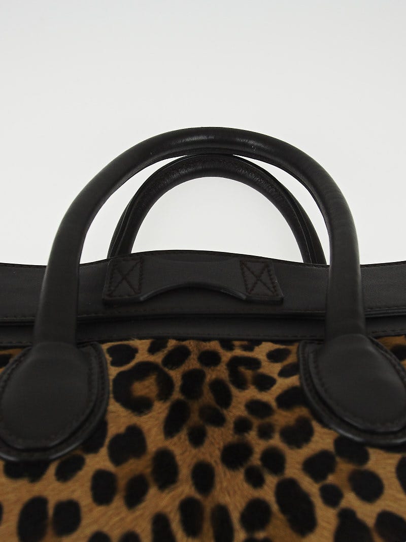 Celine Leopard Print Pony Hair Envelope Luggage Tote Bag