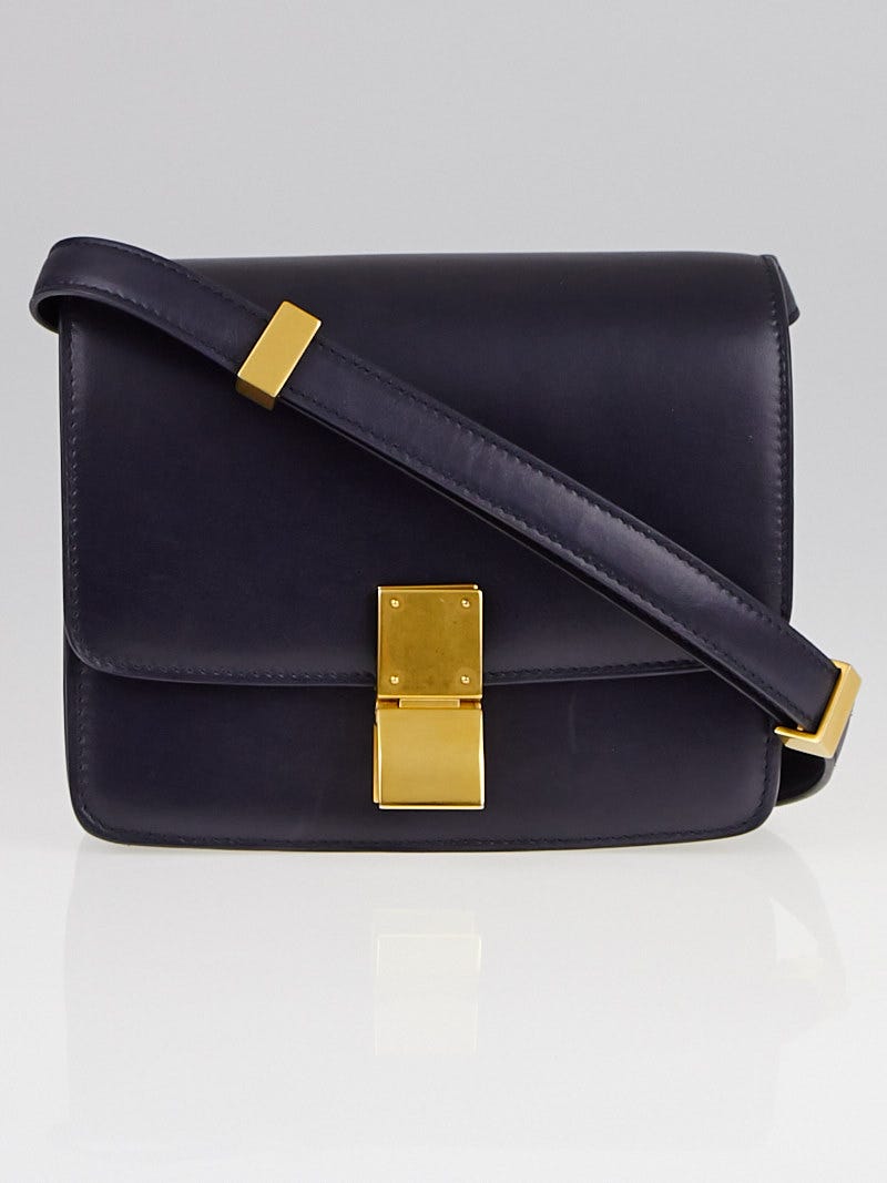 Celine Navy Blue Calfskin Leather Small Classic Box Bag