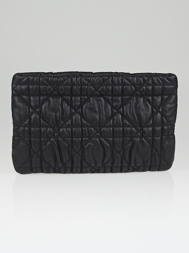 Christian Dior Black Cannage Quilted Lambskin Leather Clutch Bag