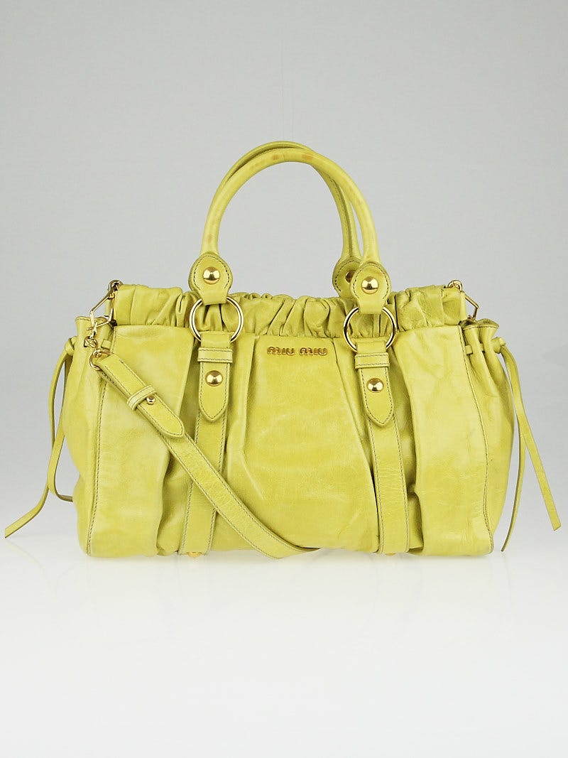 Miu Miu VITELLO LUX 2way Handbag Shoulder bag Leather Yellow