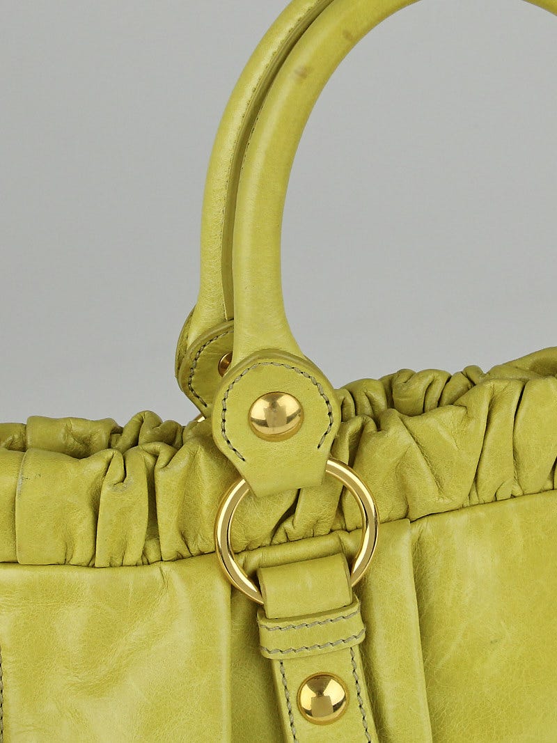 Miu Miu VITELLO LUX 2way Handbag Shoulder bag Leather Yellow