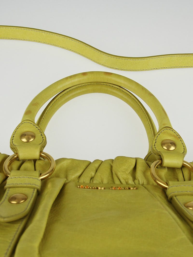 Miu Miu VITELLO LUX 2way Handbag Shoulder bag Leather Yellow