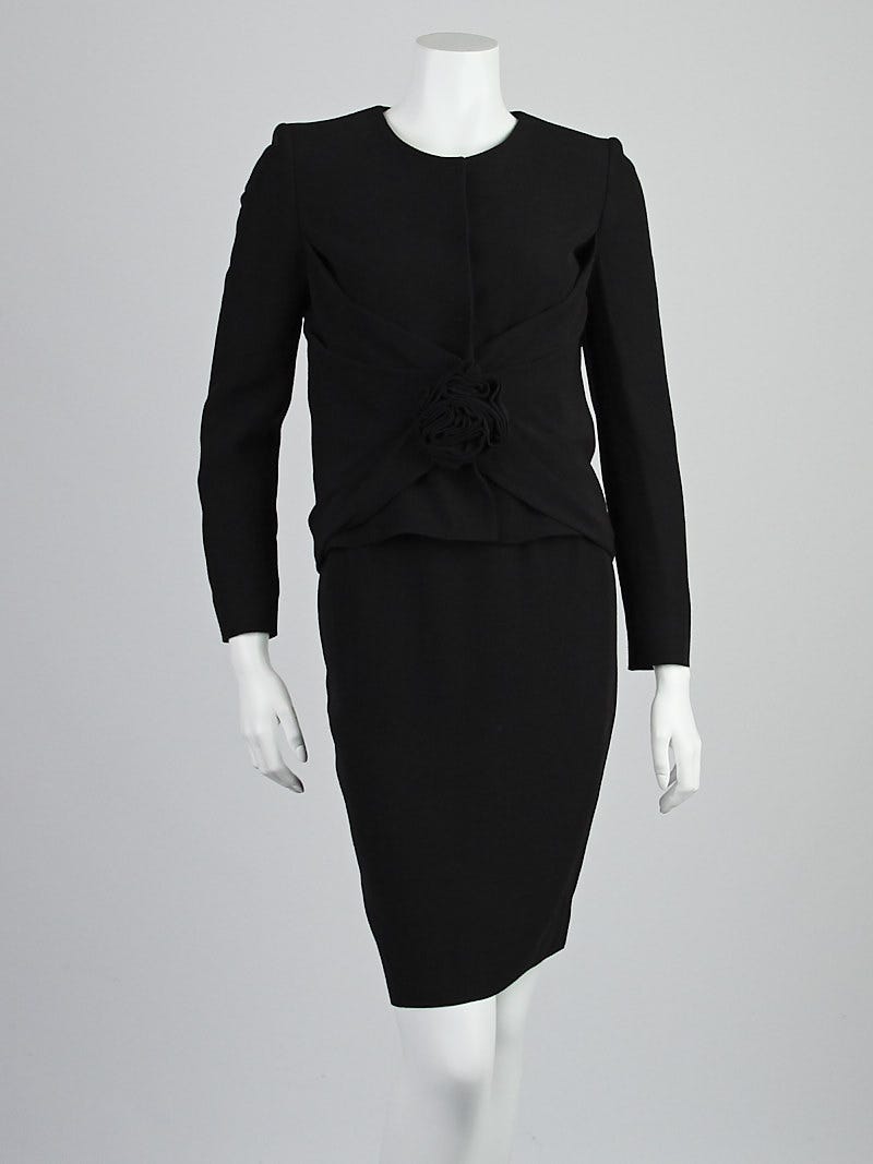 Valentino Roma Wool Blend Rosette Skirt Suit Size 6/40