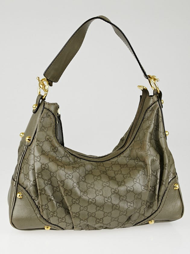 Gucci Bronze Guccissima Leather Jockey Medium Hobo Bag