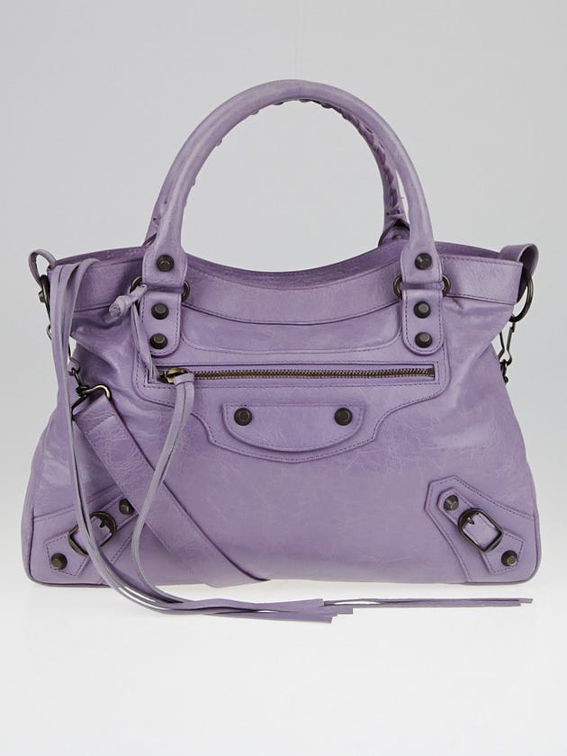 Balenciaga Glycine Lambskin Leather Motorcycle Town Bag