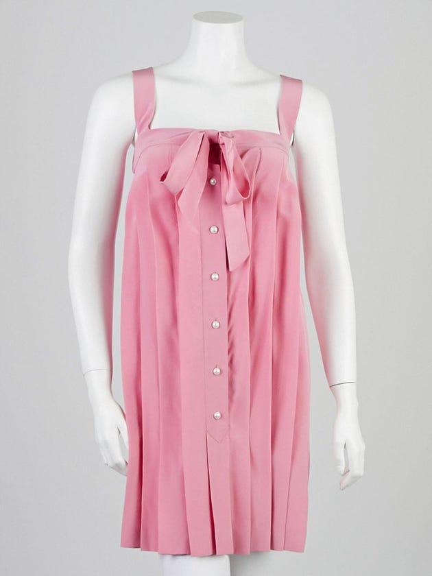 Chanel Pink Silk Pleated Dress Size 6/40