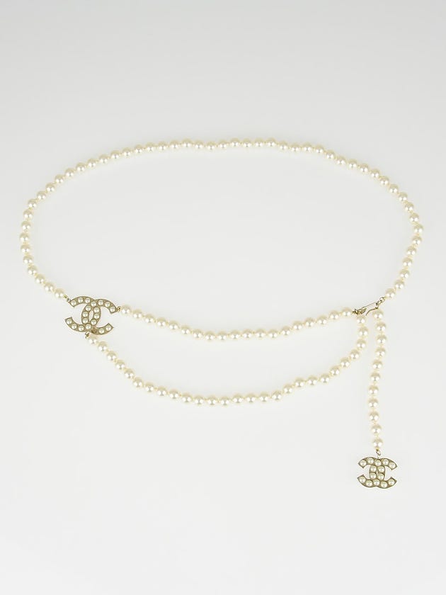 Chanel Glass Pearl Double CC Long Necklace / Belt