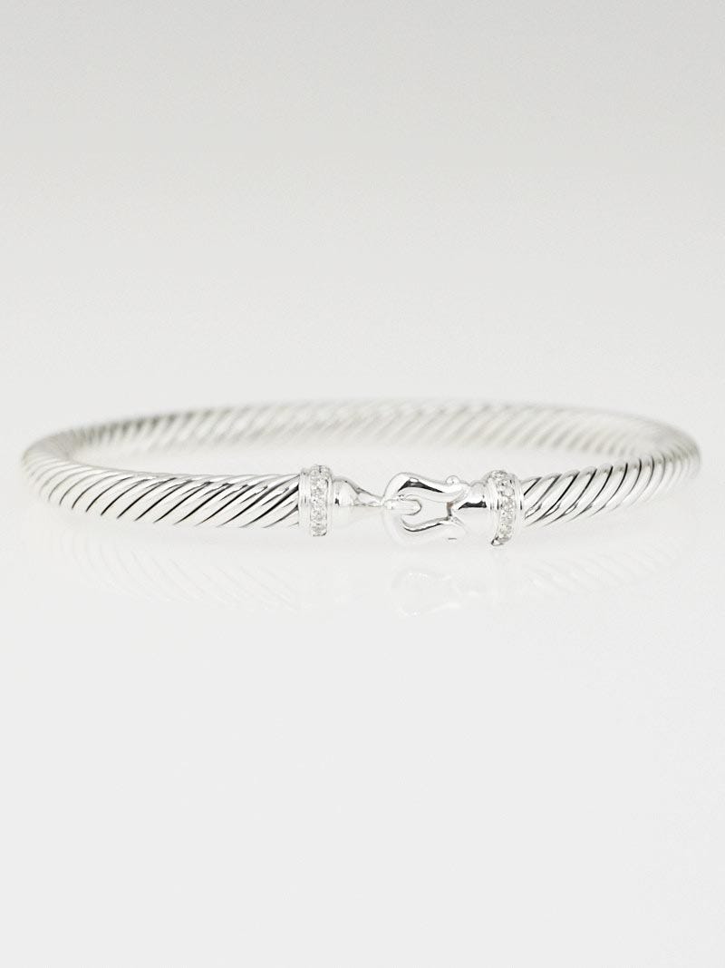 David Yurman 5mm Sterling Silver and Diamond Buckle Bracelet