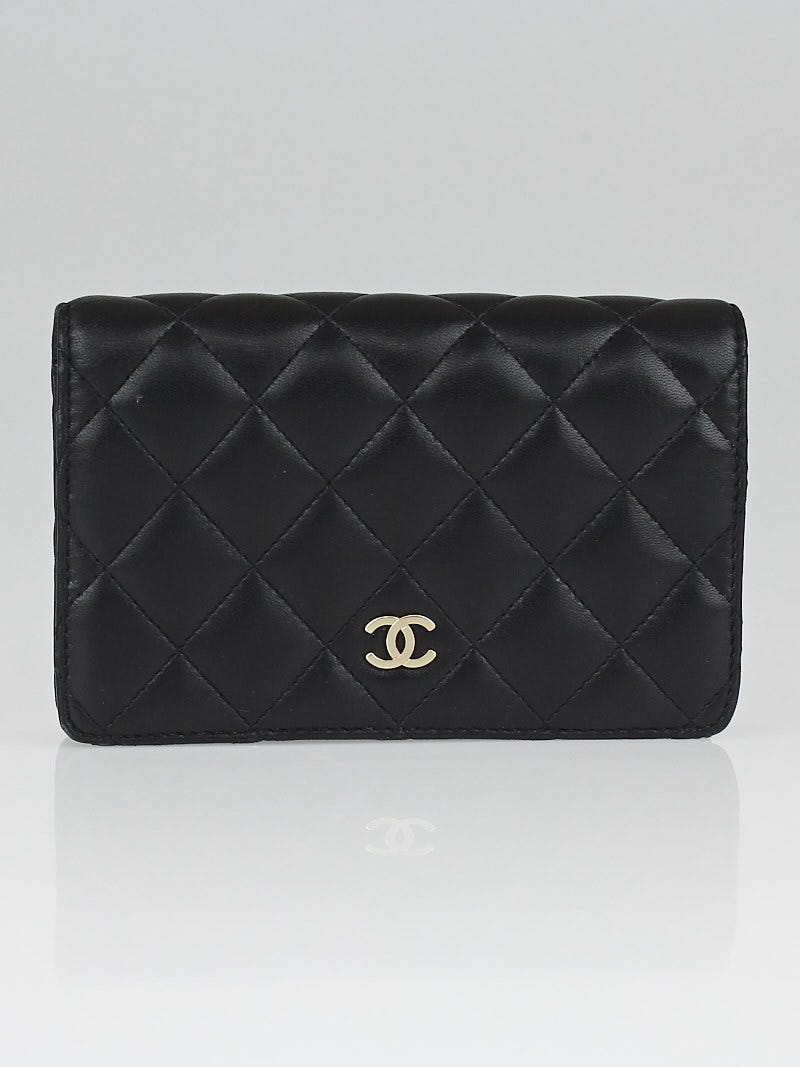 Chanel Black Quilted Lambskin Leather CC Flap Wallet