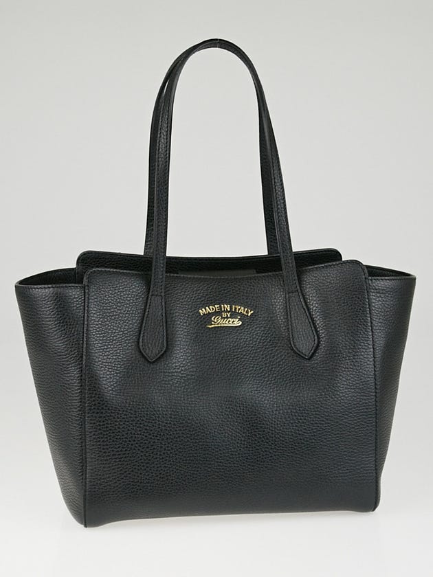 Gucci Black Pebbled Leather Swing Small Tote Bag