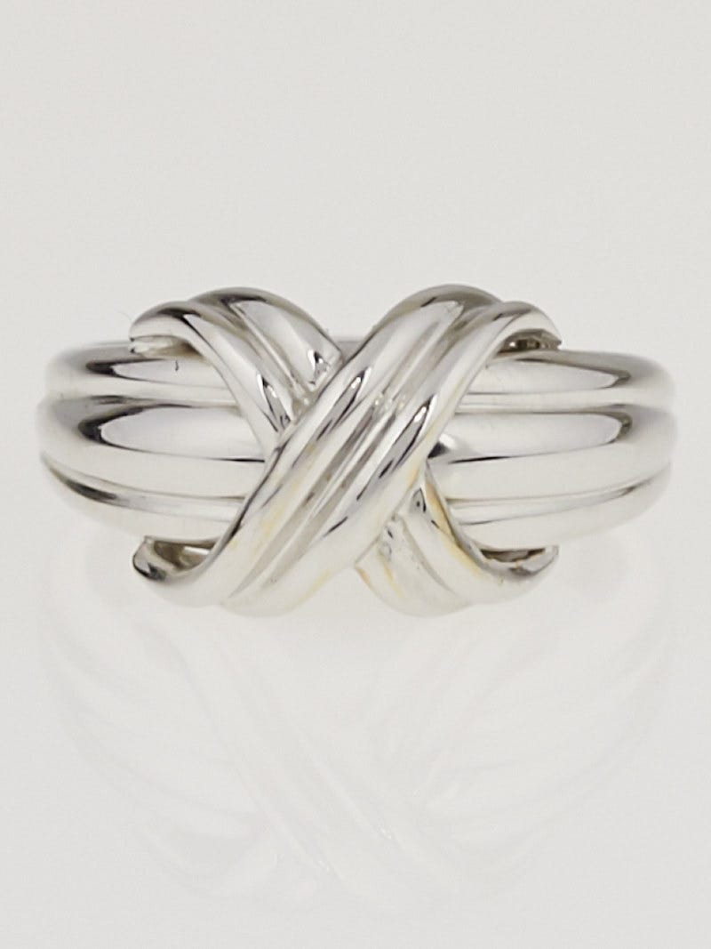 Tiffany & Co. 18k White Gold Signature Ring Size 4.5