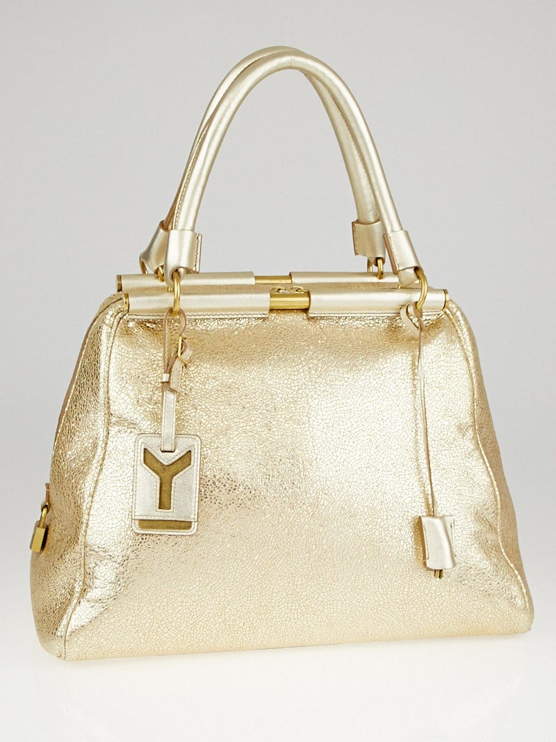 Yves Saint Laurent Gold Volcano Metallic Leather Medium Majorelle
