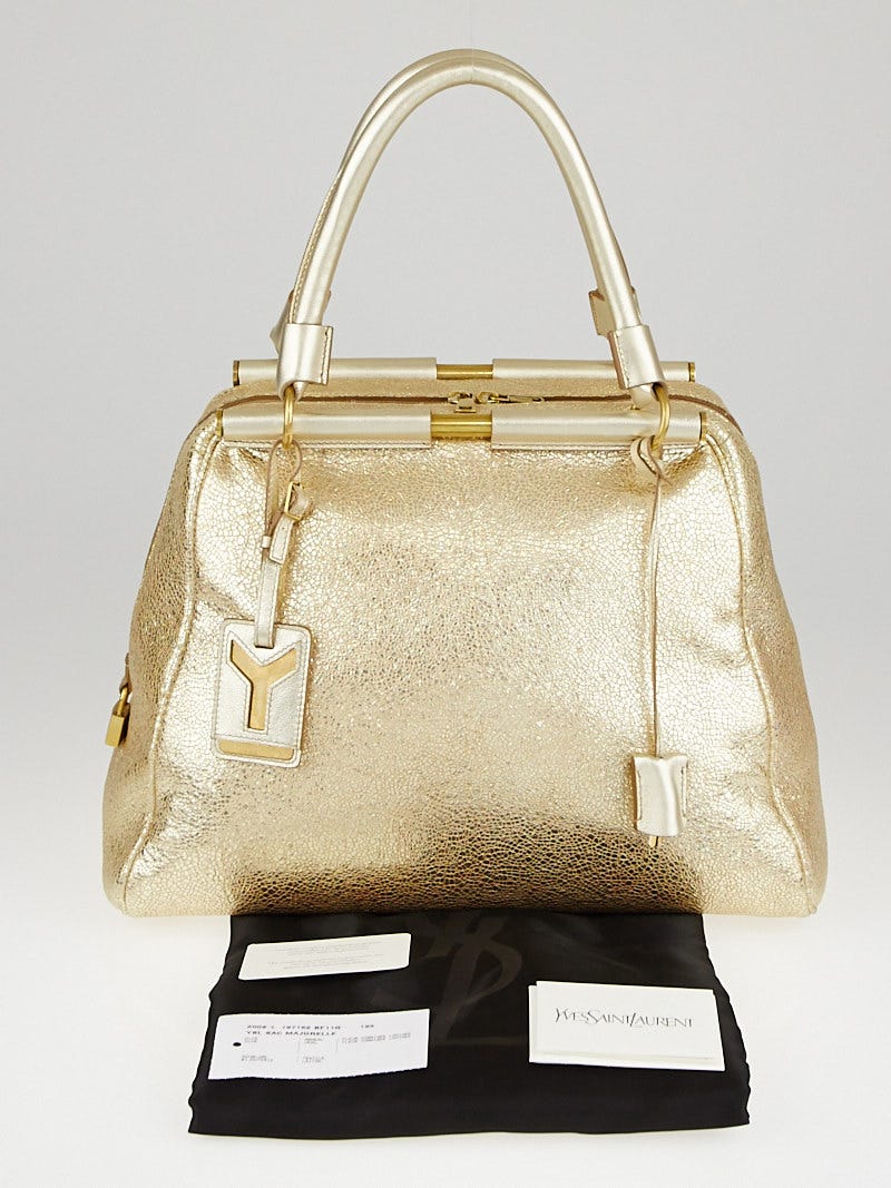 イヴ・サンローラン　ダレスバッグ　ドクターバッグ　ゴールド金具 Yves Saint Laurent Gold Volcano Metallic Leather Medium Majorelle