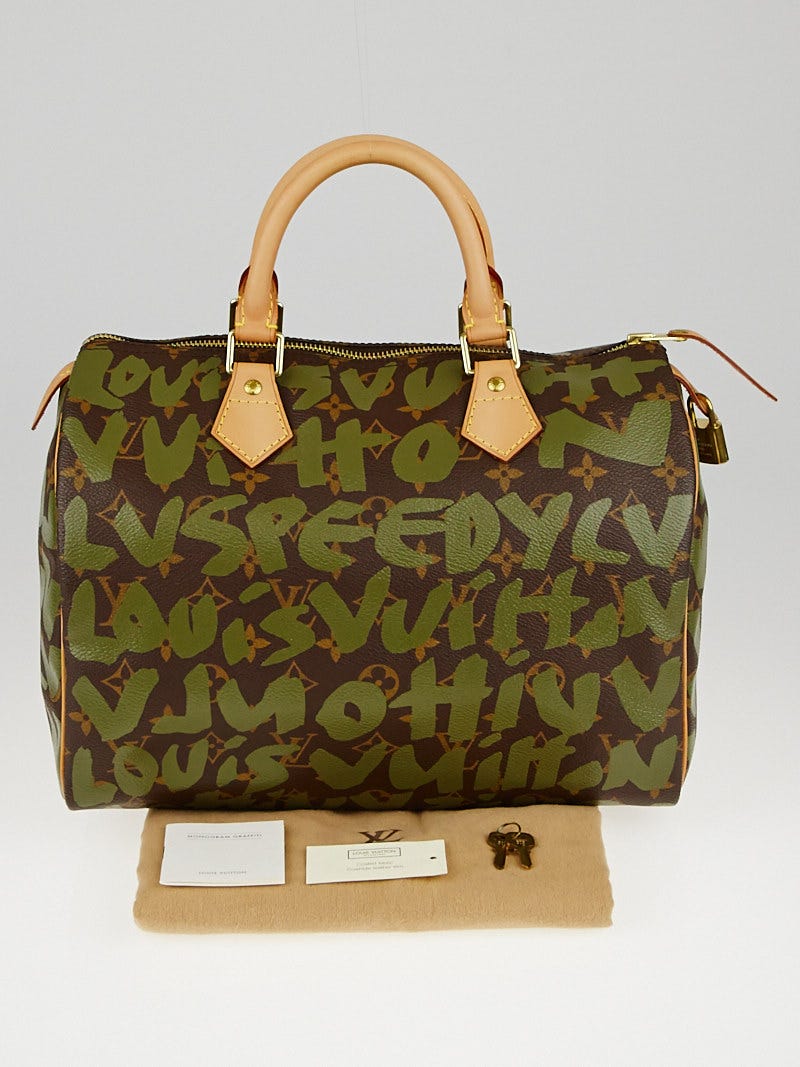 Louis Vuitton Limited Edition Khaki Graffiti Sprouse Speedy 30 Bag -  Yoogi's Closet