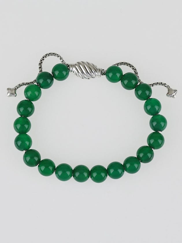 David Yurman 8mm Green Onyx Spiritual Beads Adjustable Bracelet