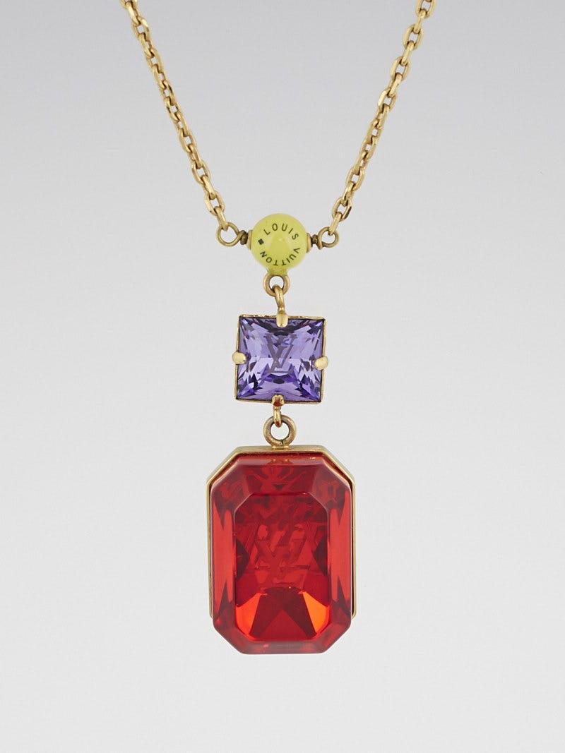 Louis Vuitton Goldtone Metal Purple Swarovski Crystal Over the