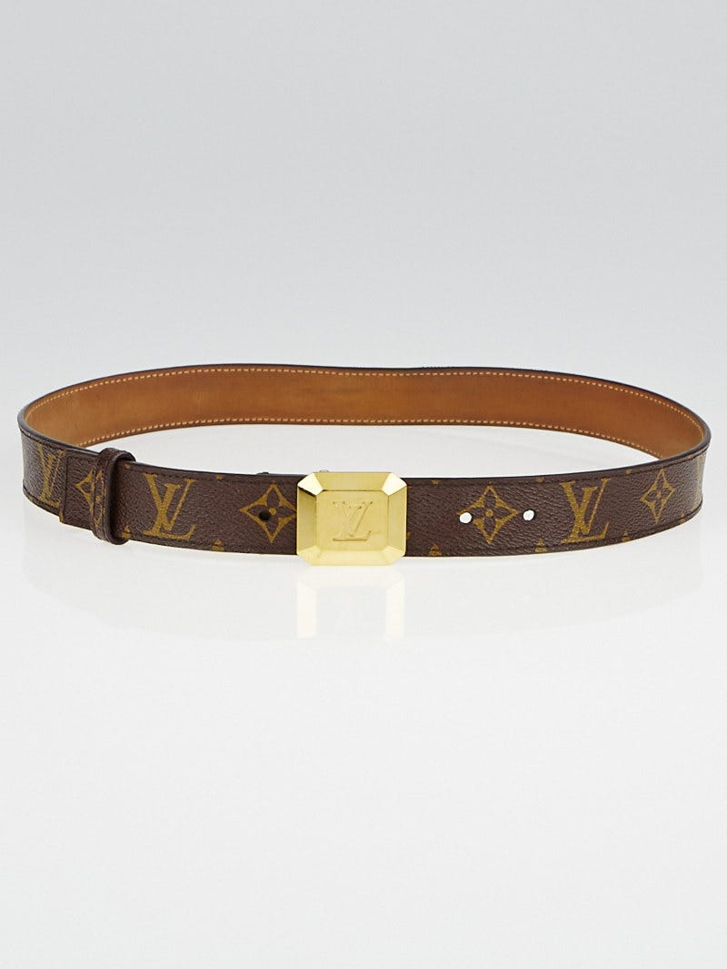 Authentic Louis Vuitton Monogram Canvas Cabochon Gold Logo Buckle Belt 80/32 Authentic Louis Vuitton Monogram Canvas Cabochon Gold Logo  main image 2