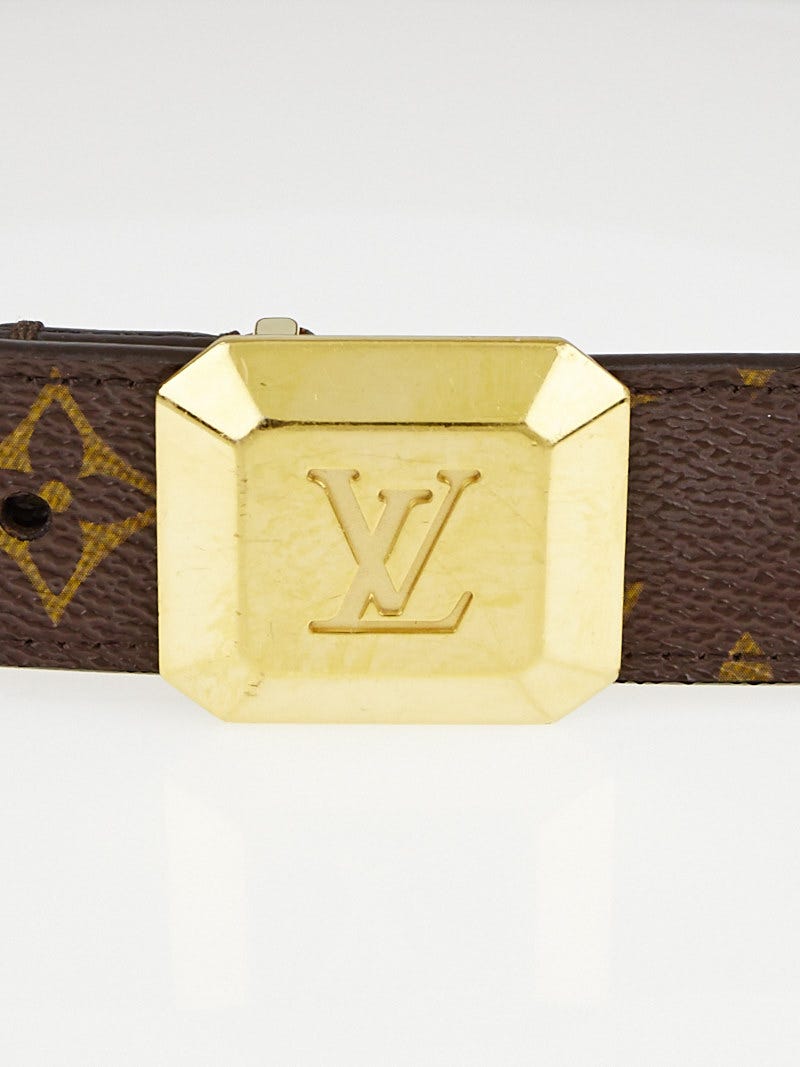 Authentic Louis Vuitton Monogram Canvas Cabochon Gold Logo Buckle Belt 80/32 Authentic Louis Vuitton Monogram Canvas Cabochon Gold Logo  main image 4