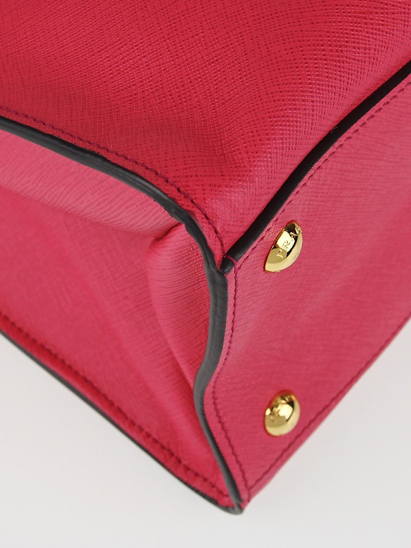 PRADA Pink Saffiano Leather Clutch Bag W/Strap Bt0960 Peonia: Handbags