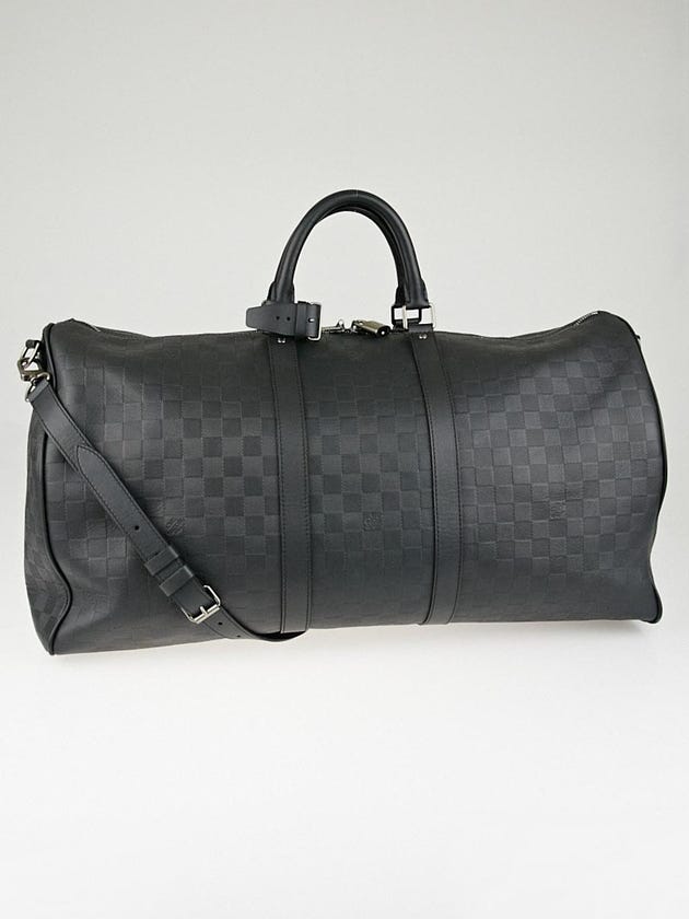 Louis Vuitton Black Damier Inifini Leather Keepall Bandouliere 55 Bag