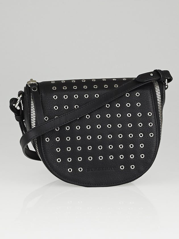Burberry Black Leather Eyelet Small Clifton Crossbody Bag