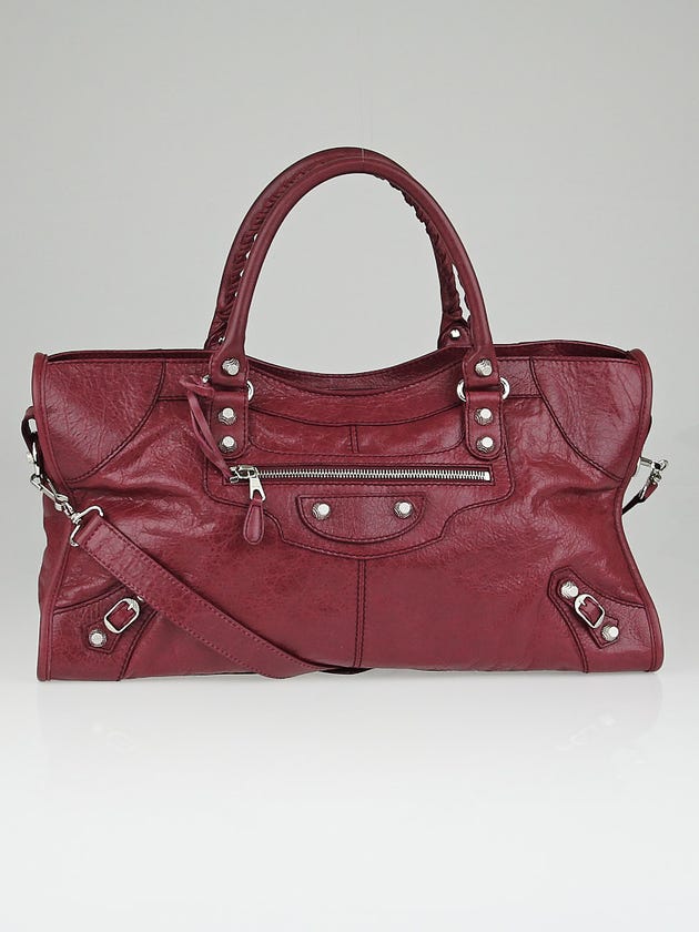 Balenciaga Cassis Lambskin Leather Giant 12 Silver Part Time Bag