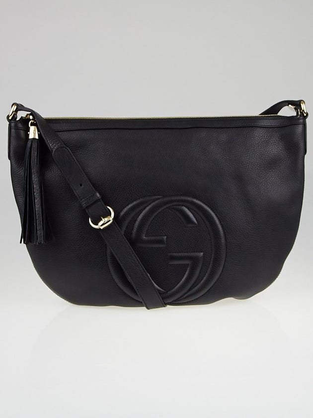Gucci Black Pebbled Leather Soho Messenger Bag