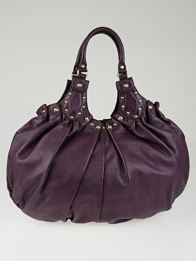 Gucci Purple leather Studded Pelham Large Shoulder Bag