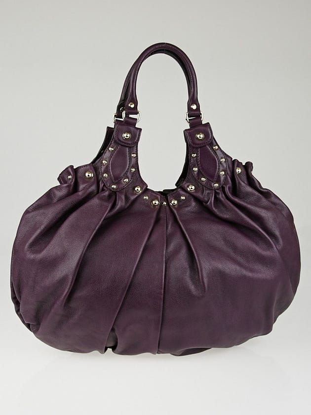 Gucci Purple leather Studded Pelham Large Shoulder Bag