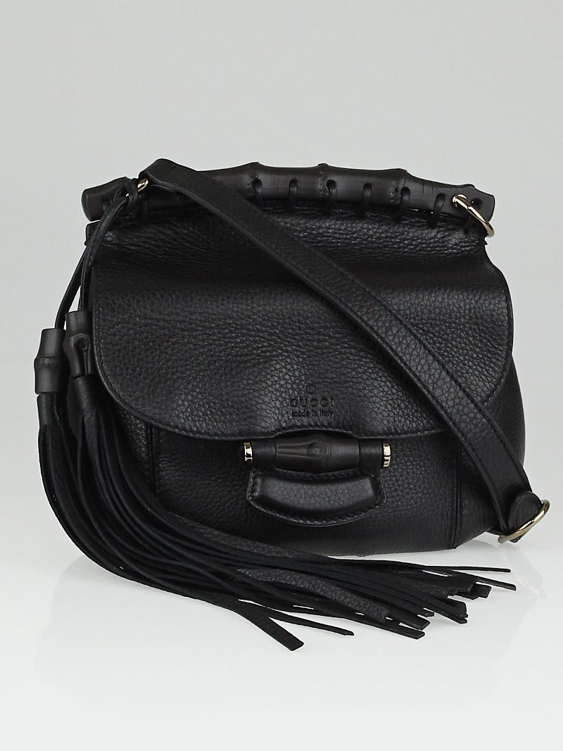 Gucci Black Pebbled Leather Nouveau Fringe Shoulder Bag