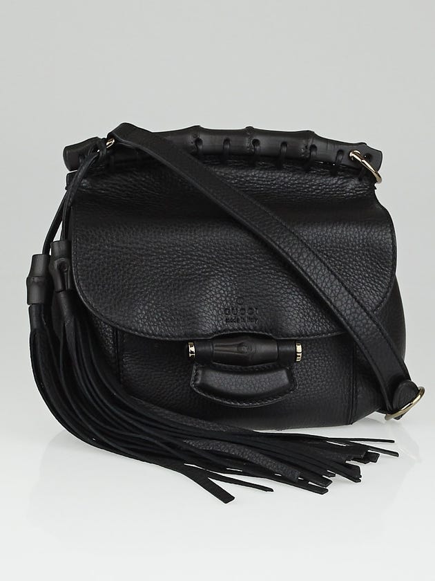 Gucci Black Pebbled Leather Nouveau Fringe Shoulder Bag