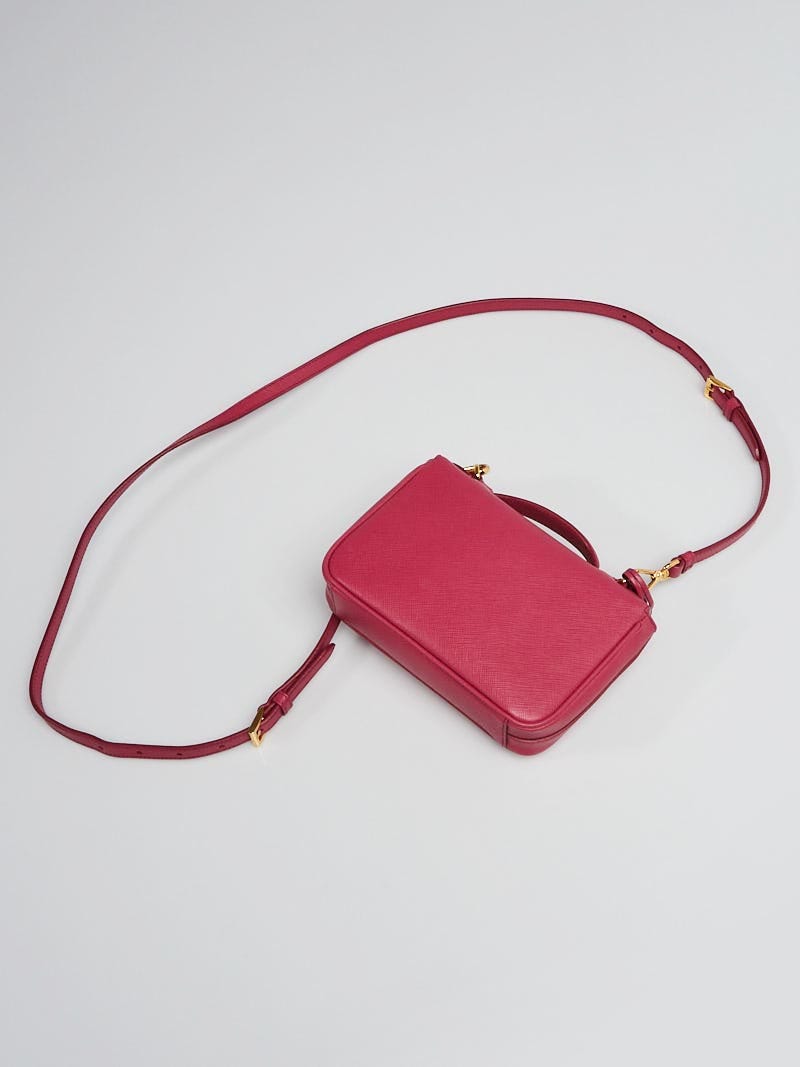Prada Peonia Saffiano Lux Leather Mini Crossbody Bag BT0963